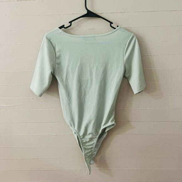PrettyLittleThing Sage Green Ruched Bodysuit SZ 8 - Picture 10 of 11